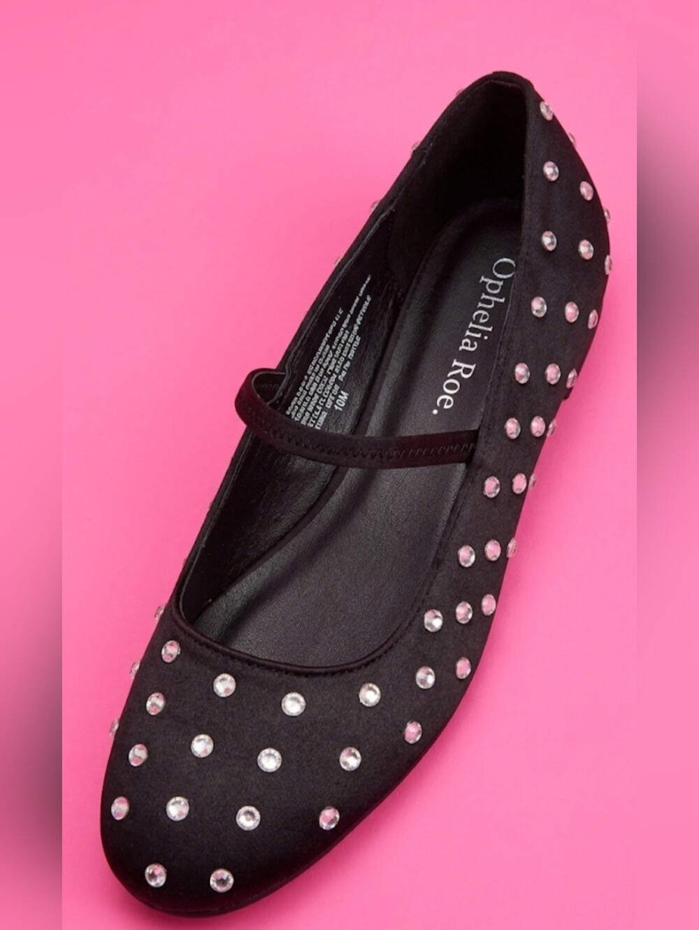 Womans Size 9 Black Studded Mary Jane Ballet Flat BNWT